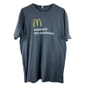 Supersize the Resistance Yellow Arch M Gray‎ T-Shirt Mens Size XL